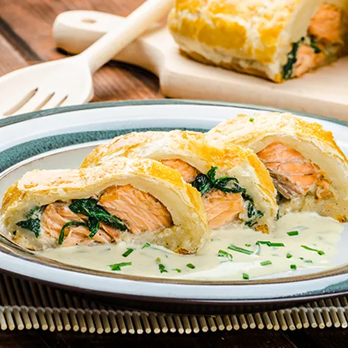 Lachstasche Gourmet mit Dillsauce